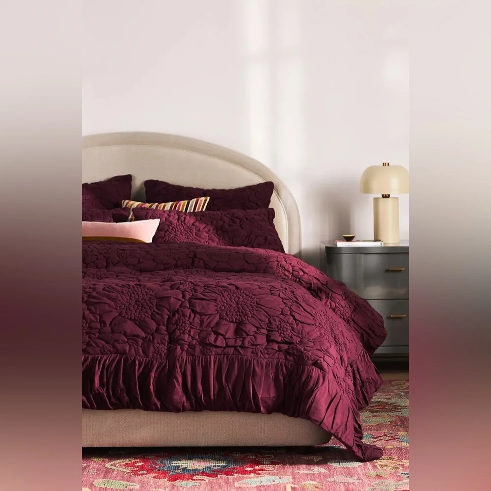 Anthropologie Dahlia Cotton Jersey Floral Quilt King
